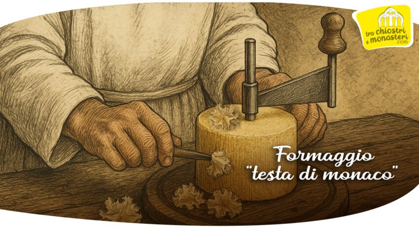 Tête de Moine a rosetta preparato con Girolle®, in primo piano su un tagliere rustico in abete